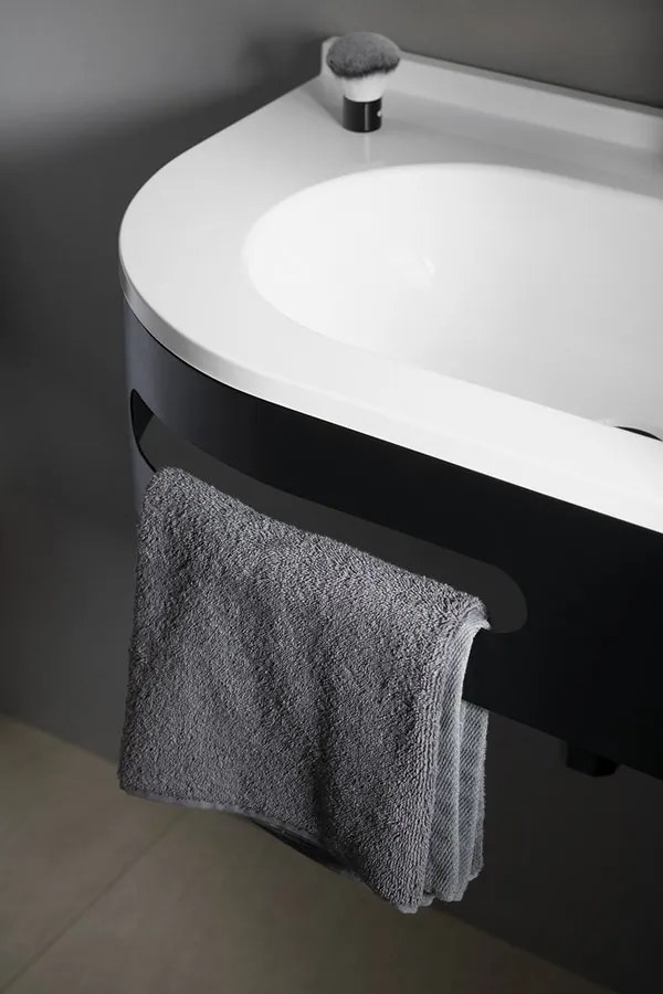 Sapho Pulse wastafel console mat zwart rechts 74.5x44.5cm