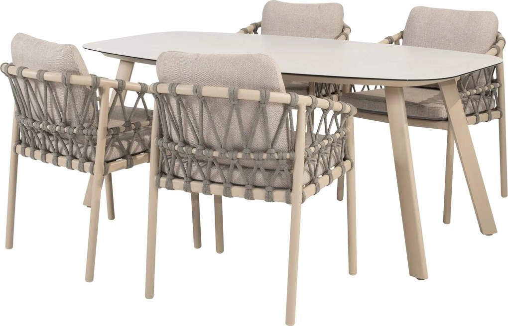 Manolo Piacenza dining tuinset 180x95xH75 cm 5 delig keramiek latte Taste 4SO