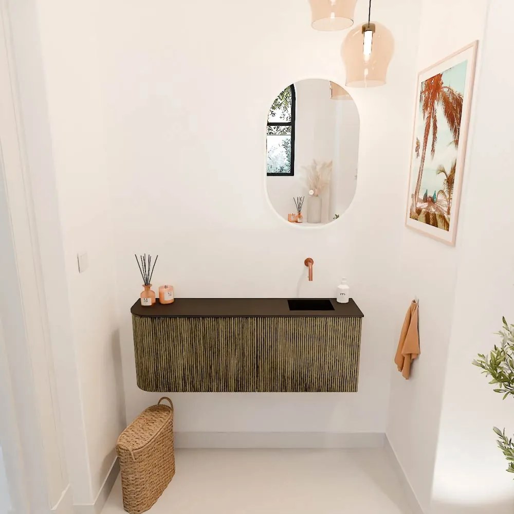 Mondiaz Joya 110cm toiletmeubel ronding links dusk met wastafel faye rechts zonder kraangat urban