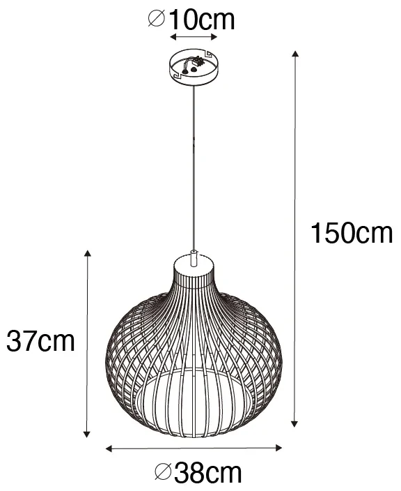 Moderne hanglamp zwart 38 cm - Saffira Modern E27 rond Binnenverlichting Lamp