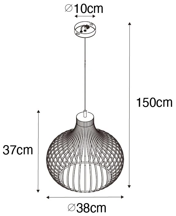 Moderne hanglamp zwart 38 cm - Saffira