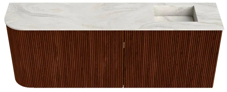 Mondiaz Joya DLux 110cm toiletmeubel ronding links ruby met wastafel faye rechts zonder kraangat ostra
