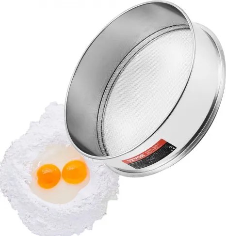 VEVOR fijnmazige bloemzeef, 10 mesh bloemzeef, 304 roestvrij staal, fijnmazige zeef van voedingskwaliteit, diameter 12,6 inch fijnmazige zeef voor bakken, 5 maaswijdtes voor mungbonen, rijst, bloem, parelpoeder