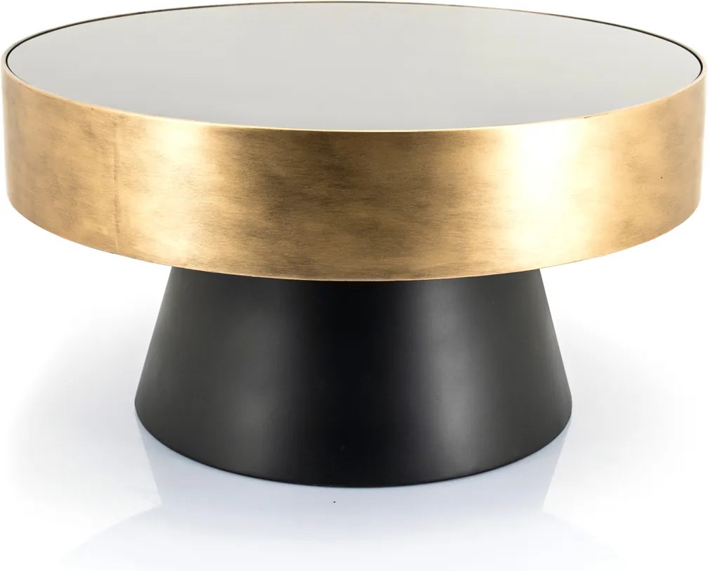 Ronde Salontafel Zwart Met Goud - 75 X 75cm.