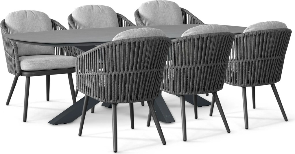 Tuinset 6 personen 240 cm Rope Grijs Santika Furniture Santika