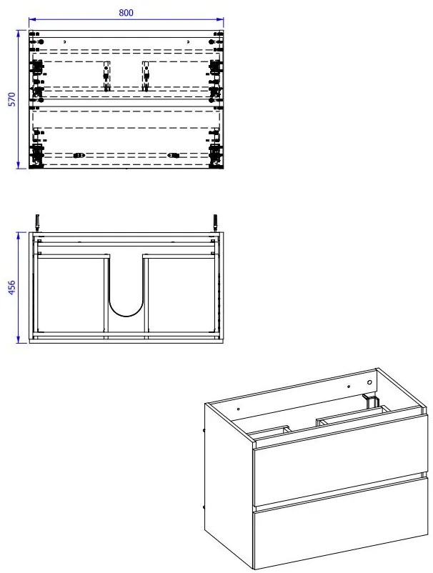 Comad Monako 821 FSC onderkast 80cm eiken/grijs