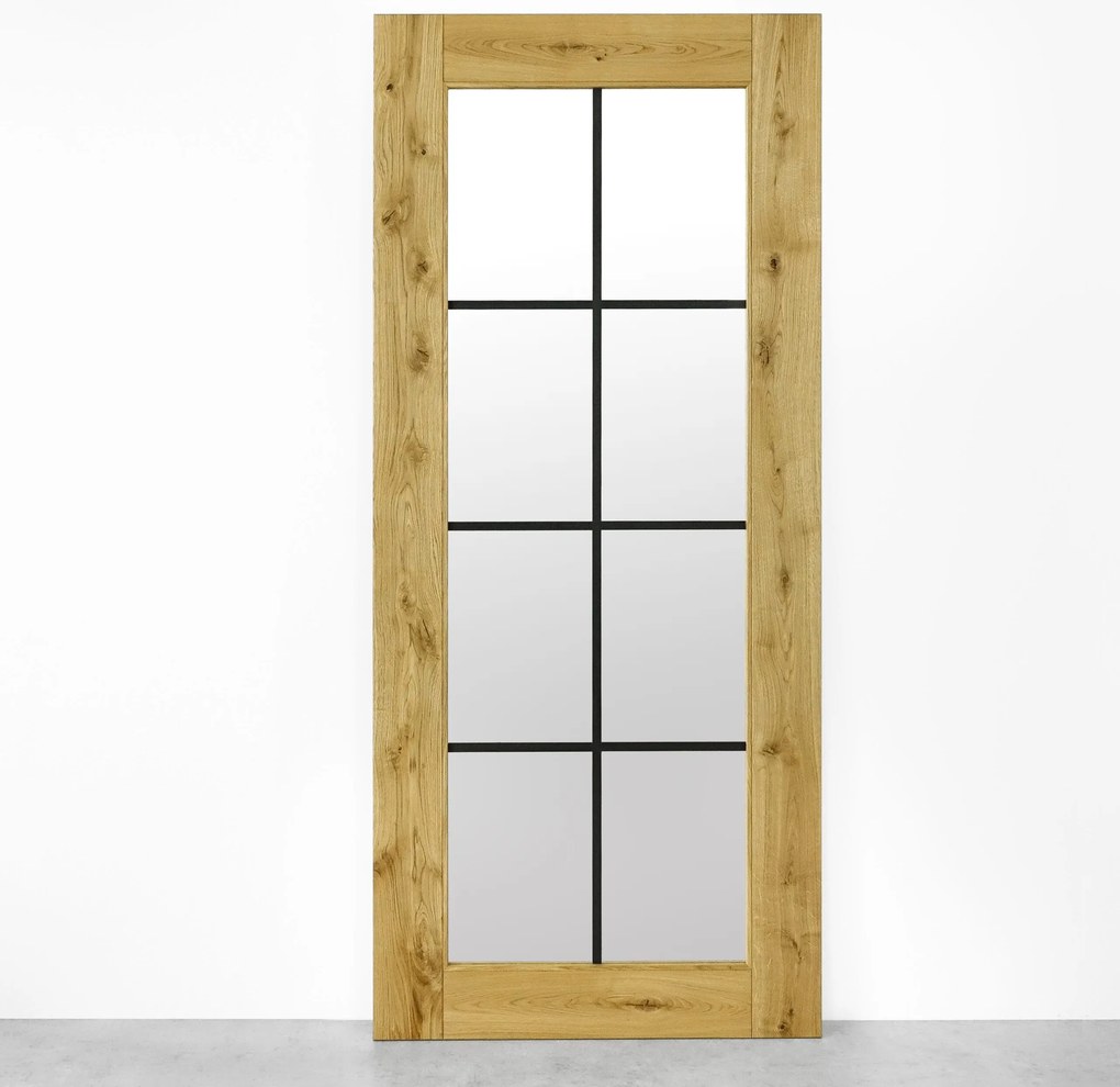 Schuifdeur Eikenhout Glas 8 Vaks 100x210