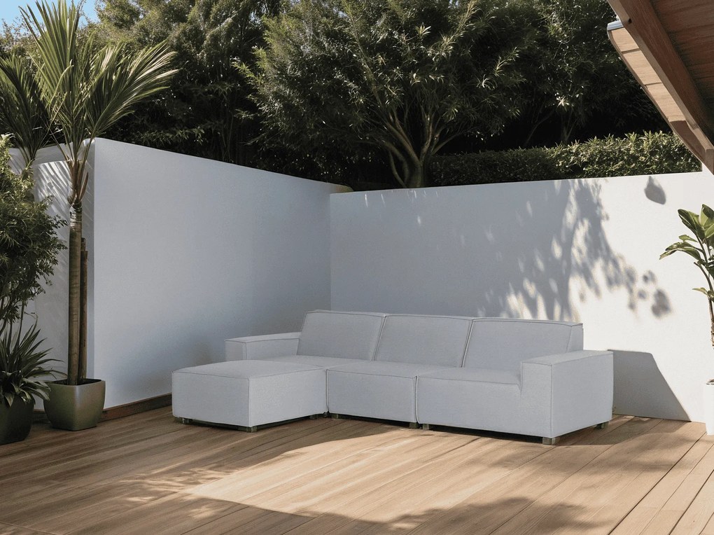Flow. Cube chaise loungebank lead chiné All Weather loungeset Lichtgrijs Sunbrella loungeset Chaise longue loungeset outdoor textiel - weerbestendig