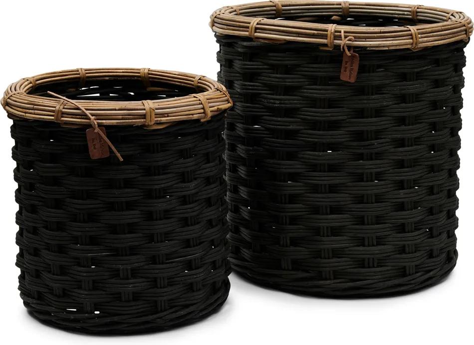 Rivièra Maison - Rustic Rattan Classic RM 48 Basket Set of 2 pieces - Kleur: zwart