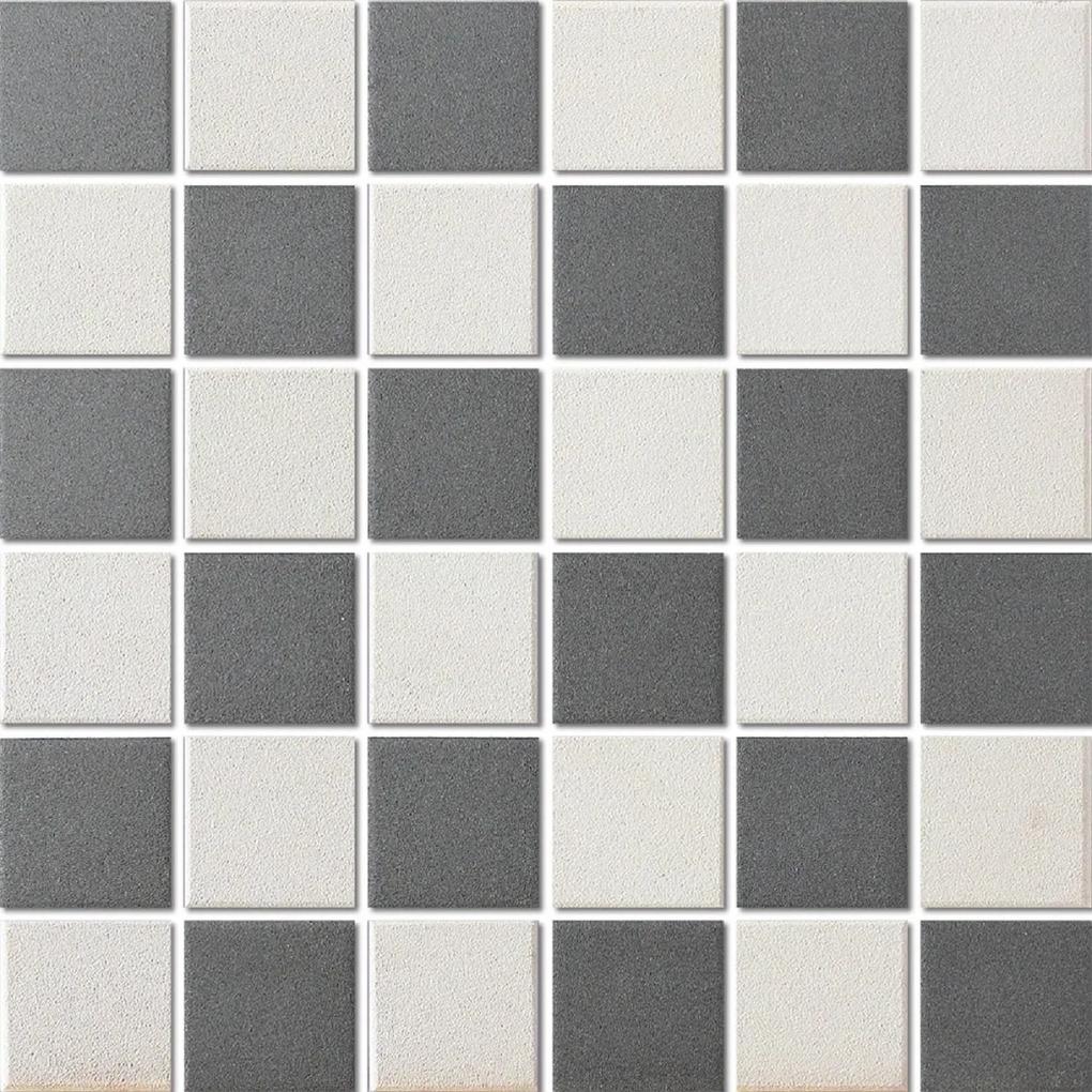 Mozaiek London Vierkant Super Wit/Zwart 4,8x4,8