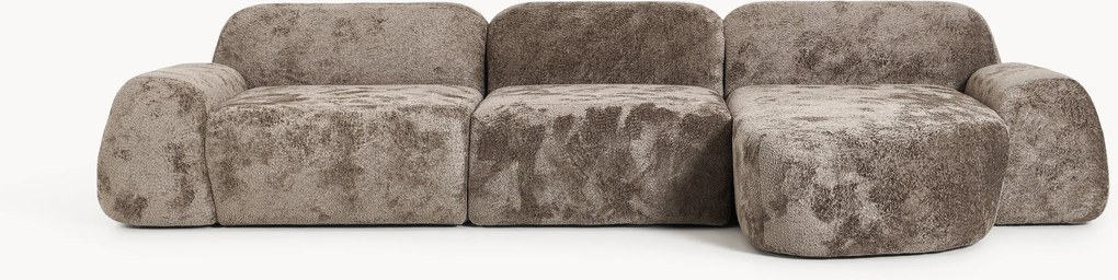 Modulaire teddy-bouclé hoekbank Wolke (4-zits)