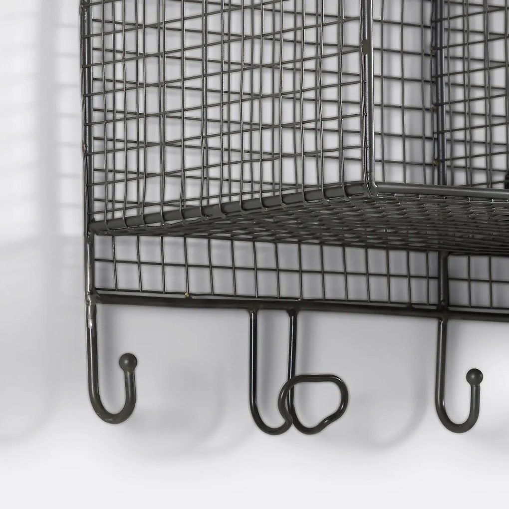 Wandrek in metaal, 9 kleerhaken, Areglo