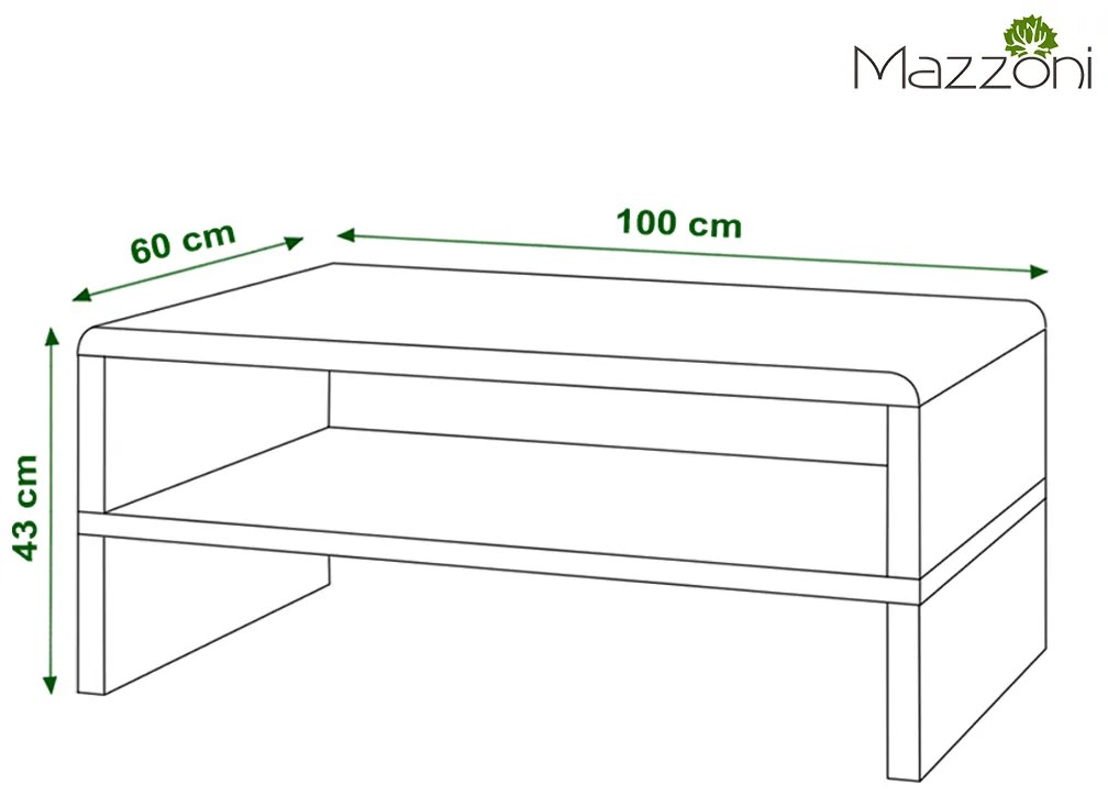 Mazzoni ROCK zwart glanzend en mat / beton, salontafel