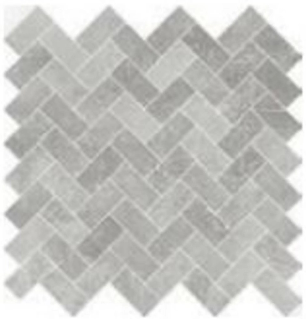 Vloer-/wandtegel Hongaarse punt mozaïek Magica Pietra Limestone 30x30cm grey gerectificeerd