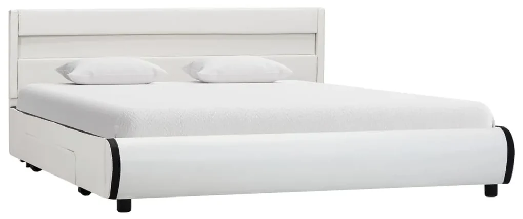 vidaXL Bedframe met LED kunstleer wit 120x200 cm