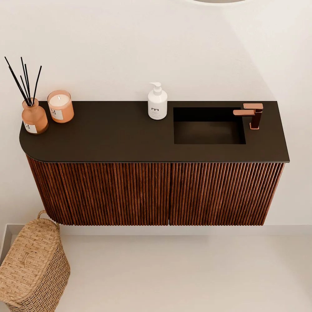 Mondiaz Joya 80cm toiletmeubel ronding links ruby met wastafel faye rechts 1 kraangat urban