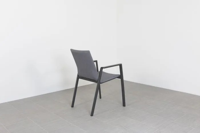 Lima/Kings 4-persoons stapelbare dining tuinset 180x100 cm. - Antraciet