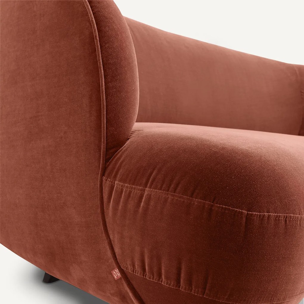 3-zits fluwelen bank, Rosebury, ontwerp Emmanuel Gallina