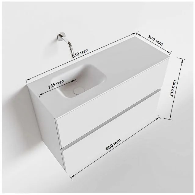 Mondiaz Ada 80cm toiletmeubel urban met wastafel urban links 1 kraangat