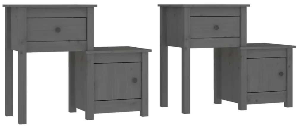 vidaXL Nachtkastjes 2 st 79,5x38x65,5 cm massief grenenhout grijs
