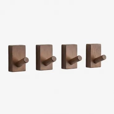 Pack Van 4 Houten Wandhaken Drura Donker Acaciabruin - Sklum