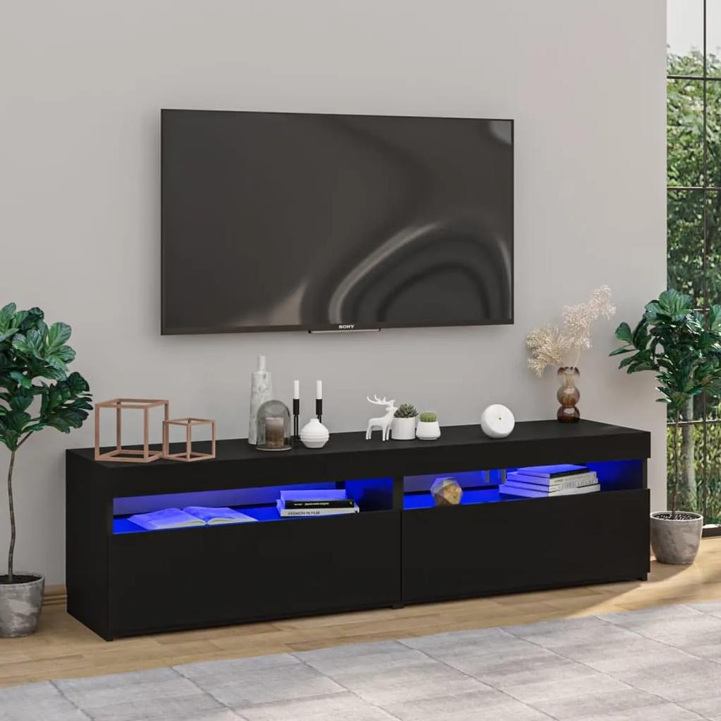 vidaXL Tv-meubelen 2 st LED-verlichting 75x35x40 cm hoogglans zwart