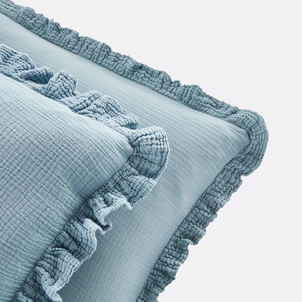 Effen kussensloop in tetra, met volant, Kumla