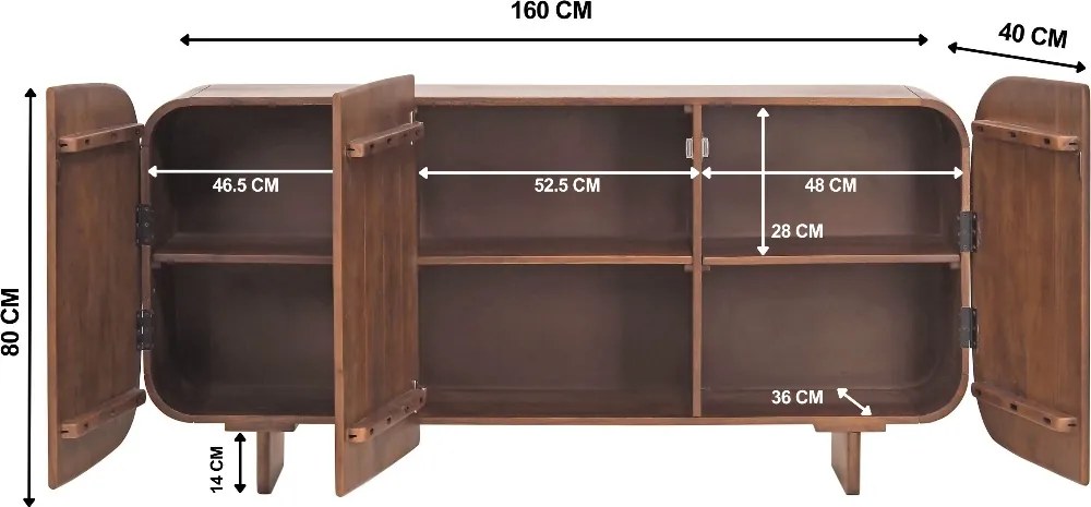 Organisch Gevormde Dressoir - 160x40x80cm.