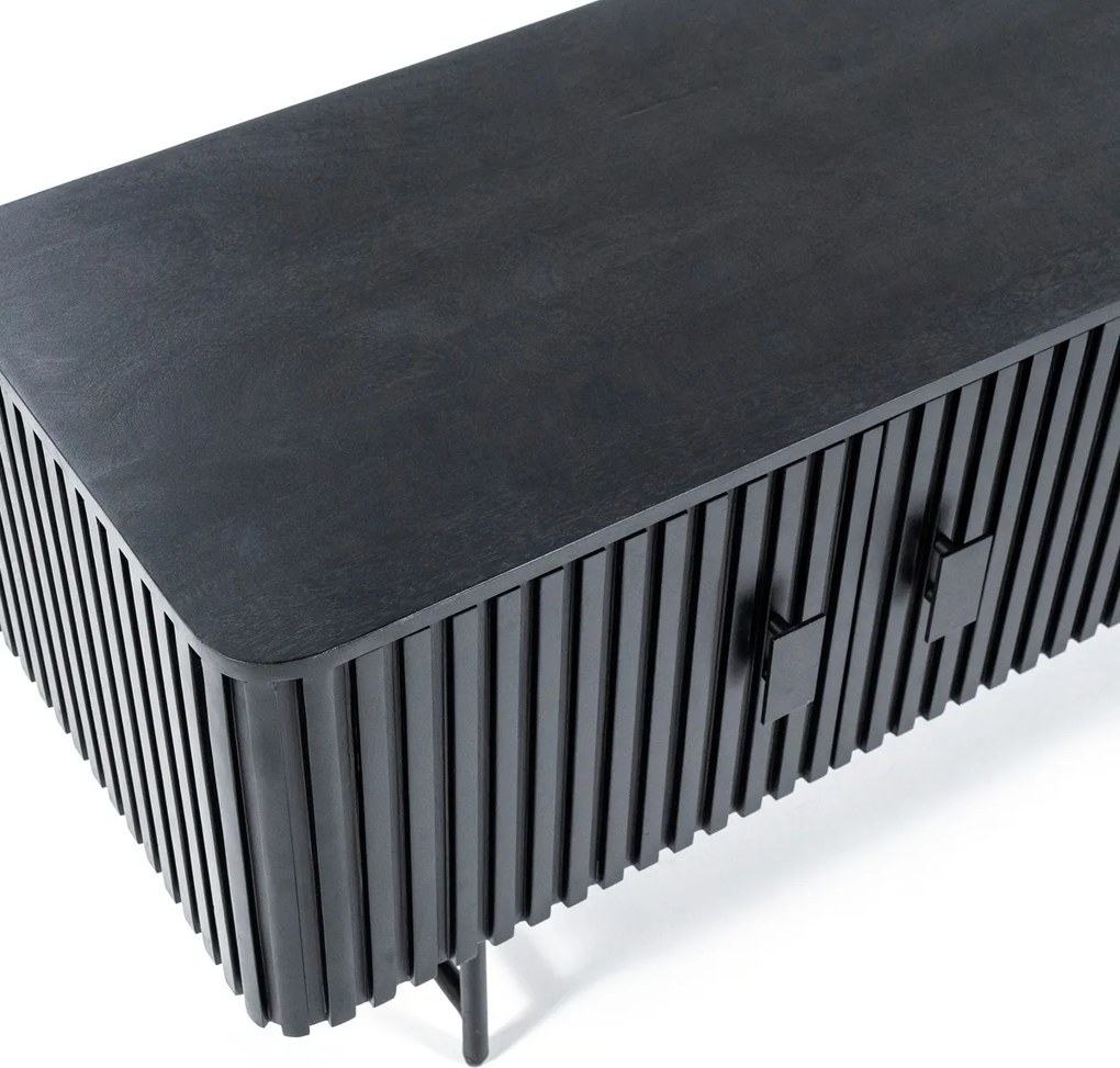 Zwart Tv-meubel Ronde Hoeken - 170x45x56cm.