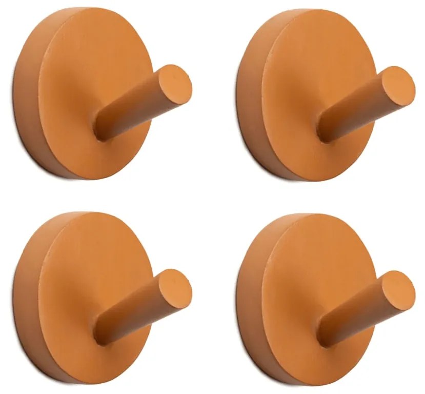 KidsDepot Kapstokhaak Xion 4 st 8 cm hout terracottakleurig