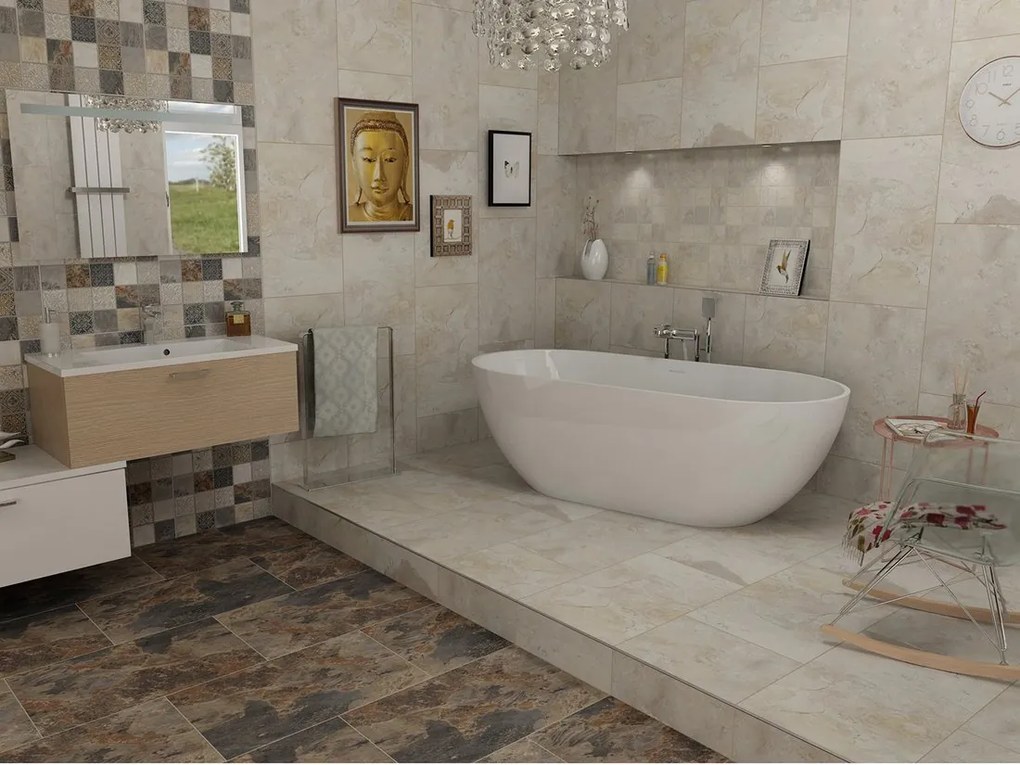 Polysan Reduta vrijstaand bad wit mineraal marmer 150x75x46cm