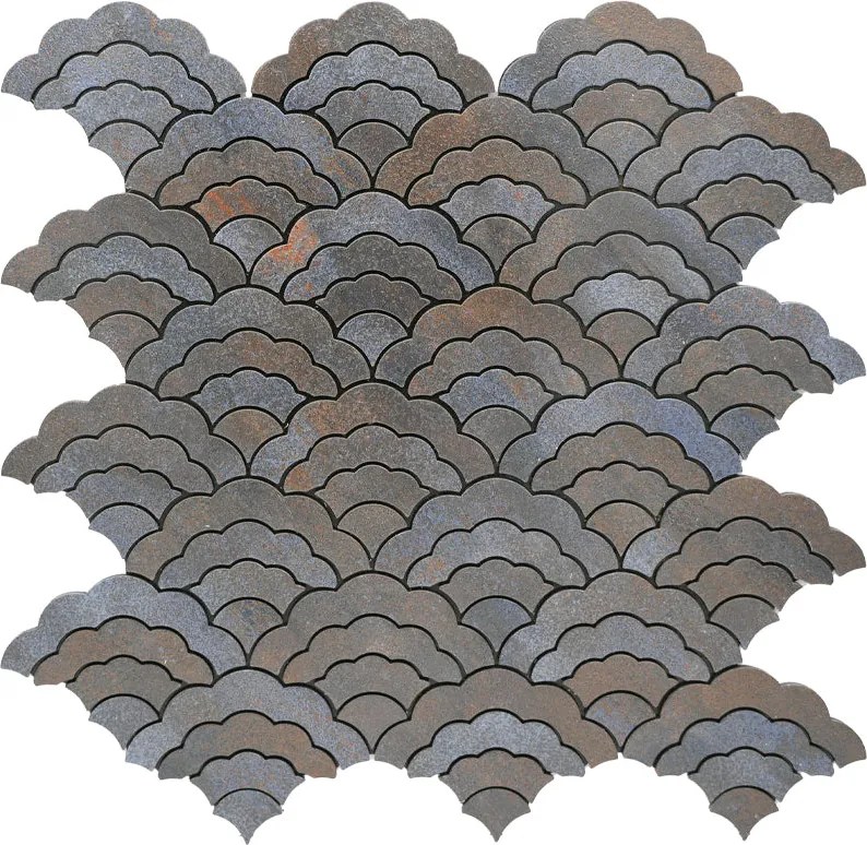 Zelfklevende Mozaïektegels Metaal | Waaier Antraciet | 26,8×28,1 cm | Keuken, Bad & WC