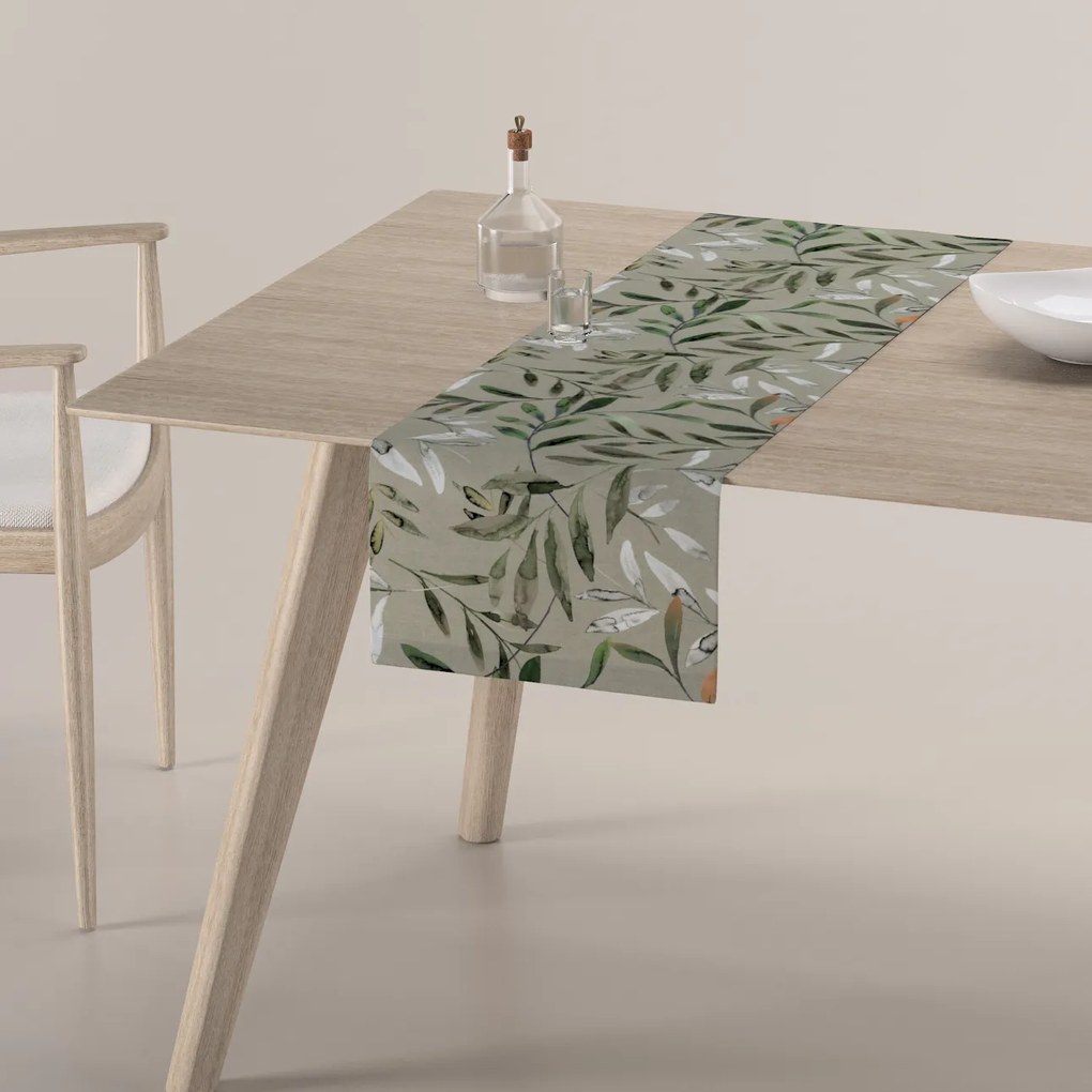 Dekoria Rechthoekige tafelloper, grijs-groente, 40 x 130 cm