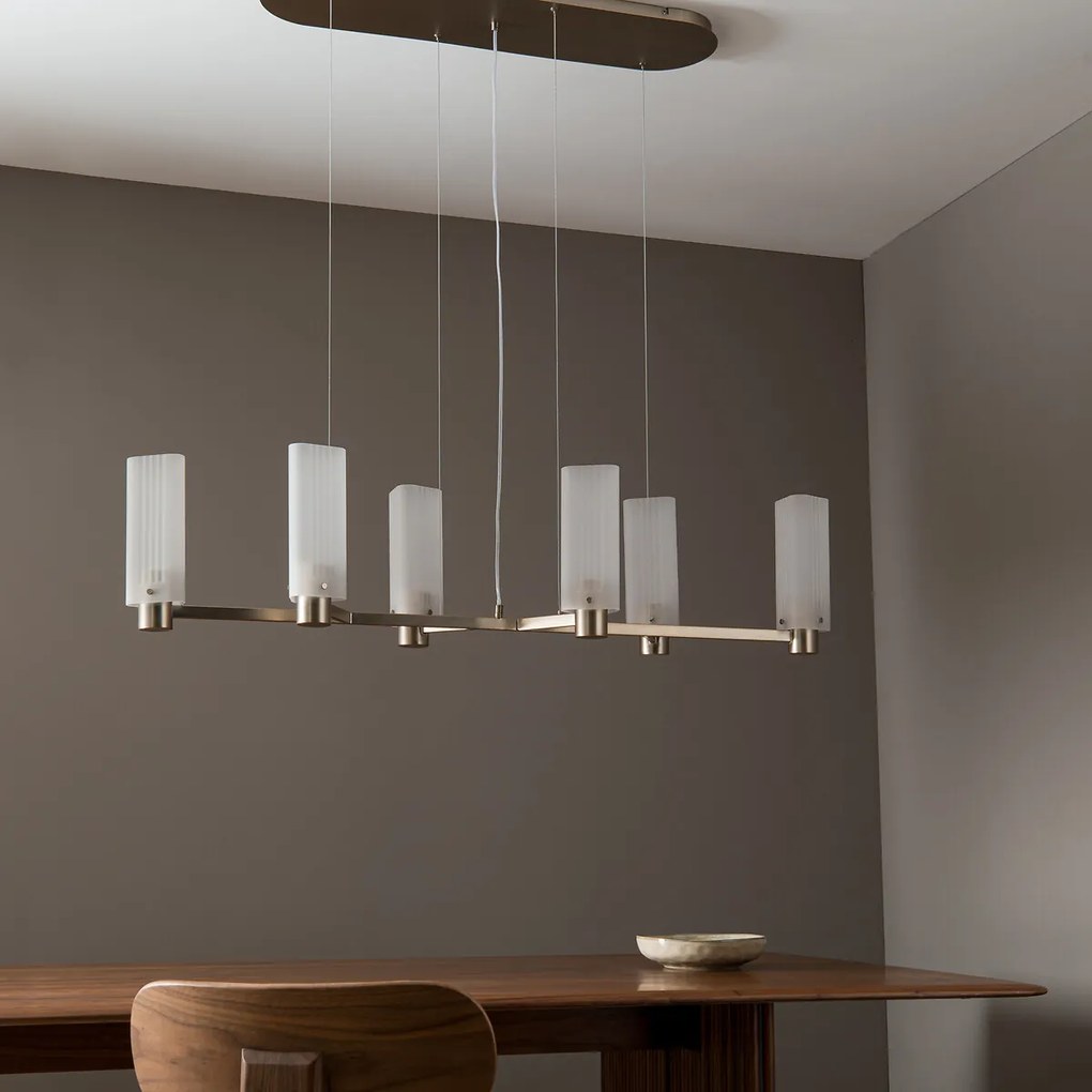 Hanglamp van glas en staal, Strozzi, ontwerp Emmanuel Gallina