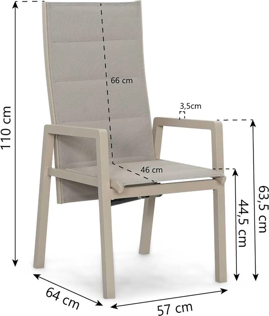 Tuinset 2 personen 909 cm Aluminium Taupe Lifestyle Garden Furniture Essence/Creta