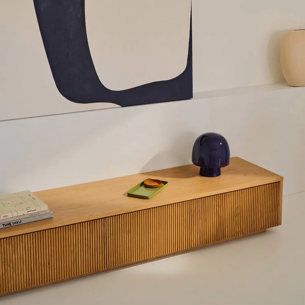 Kave Home Helvine Laag Tv-meubel Eiken Met Ribbels - 200x40x30cm.