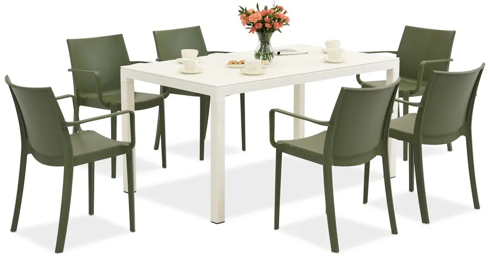 King/Victoria tuinset wit en groen voor 6 personen Bica