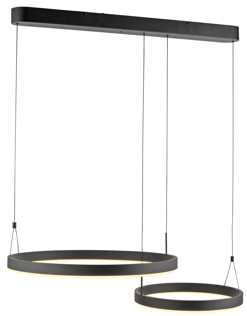 Hanglamp zwart incl. LED 2-lichts dimbaar met afstandsbediening easy lift - Esko rond Binnenverlichting Lamp