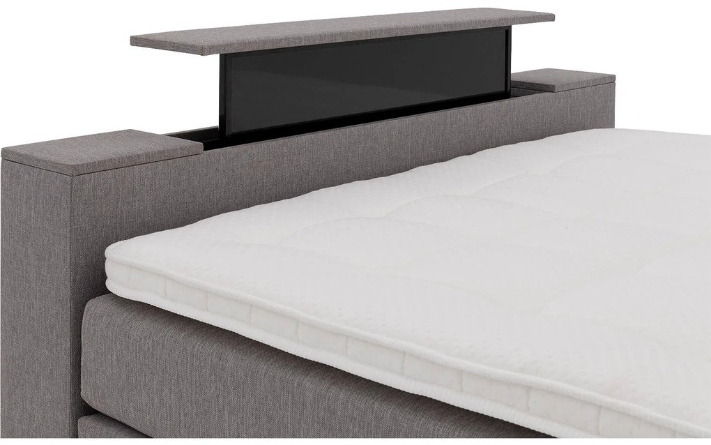 Goossens Boxspring Mika, Vlak 160 x 200 cm (=2x 80 x 200 cm) met hoofdbord en voetbord met tv functie