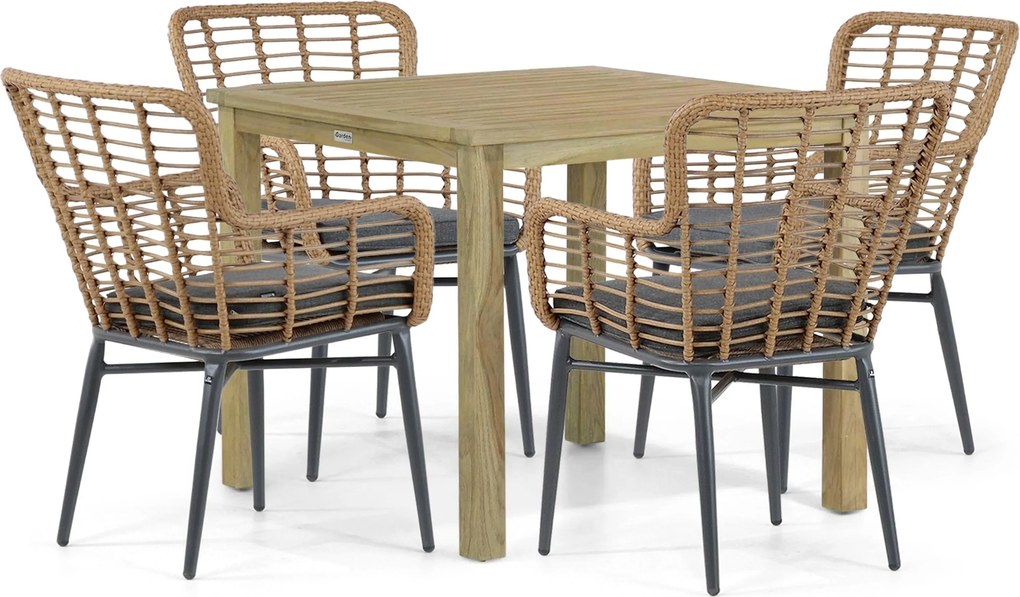 Tuinset 4 personen 90 cm Aluminium/Wicker Taupe De Laan Projects