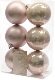 6 kerstballen poeder roze 80 mm
