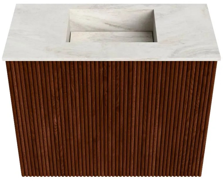 Mondiaz Joya DLux 50cm toiletmeubel ruby met wastafel faye midden zonder kraangat ostra