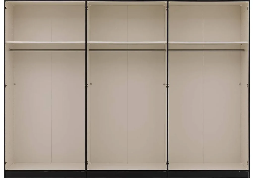 Goossens Kledingkast Easy Storage Ddk, Kledingkast 304 cm breed, 220 cm hoog, 4x glas draaideur en 2x spiegel draaideur midden