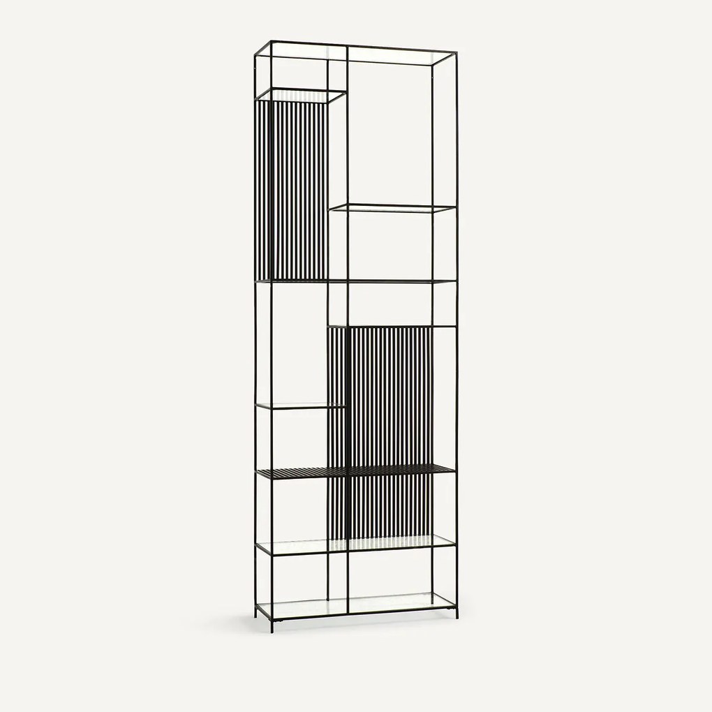 Boekenrek in metaal en glas, Rectiligne