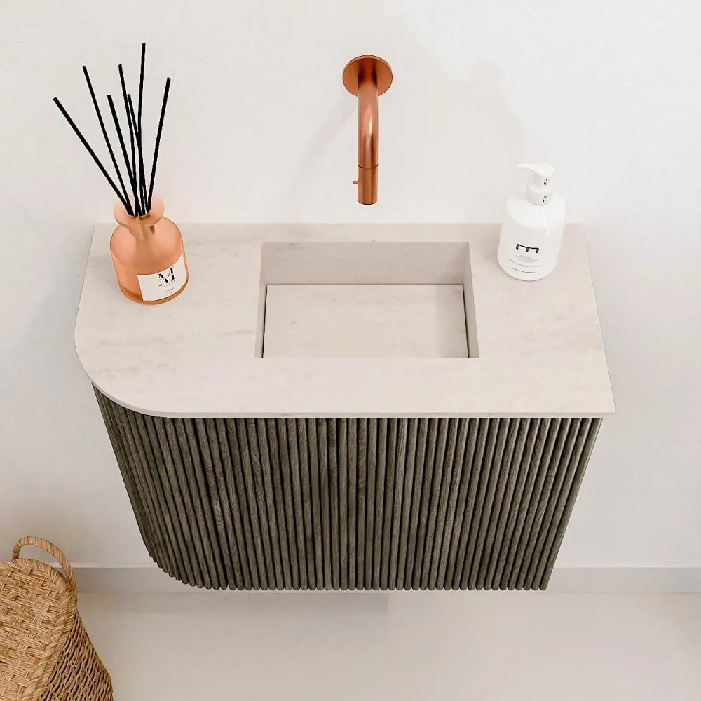 Mondiaz Joya DLux 50cm toiletmeubel ronding links shadow met wastafel faye rechts zonder kraangat meli