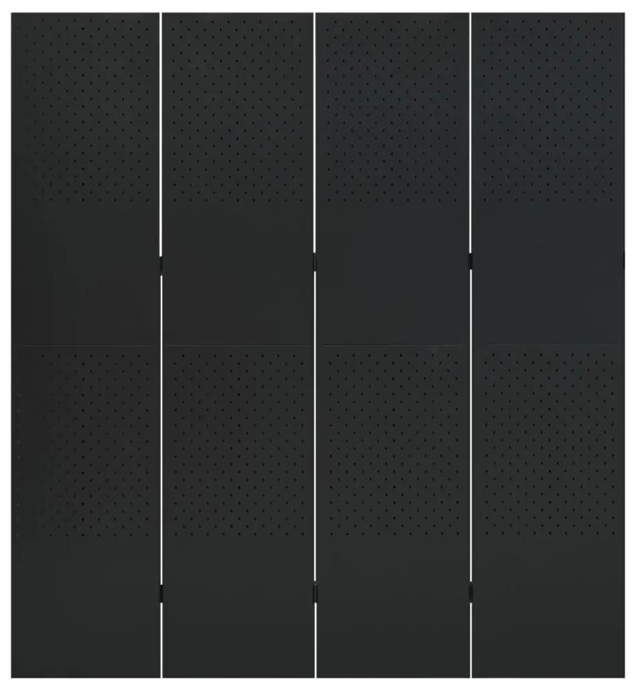 vidaXL Kamerscherm met 4 panelen 160x180 cm staal zwart