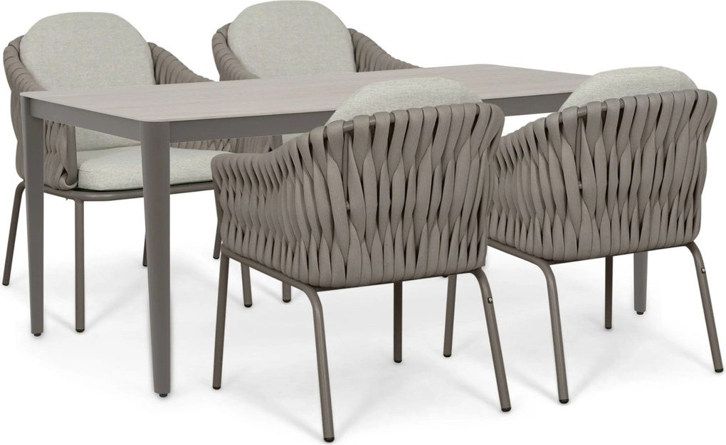Tuinset 4 personen 180 cm Rope Taupe Santika Furniture Santika