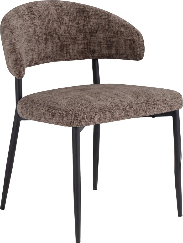 IRIS gedempt bruin (stof Juto 24) / zwart onderstel – MODERNE GESTOFFEERDE STOEL VOOR WOONKAMER/EETKAMER BOHO