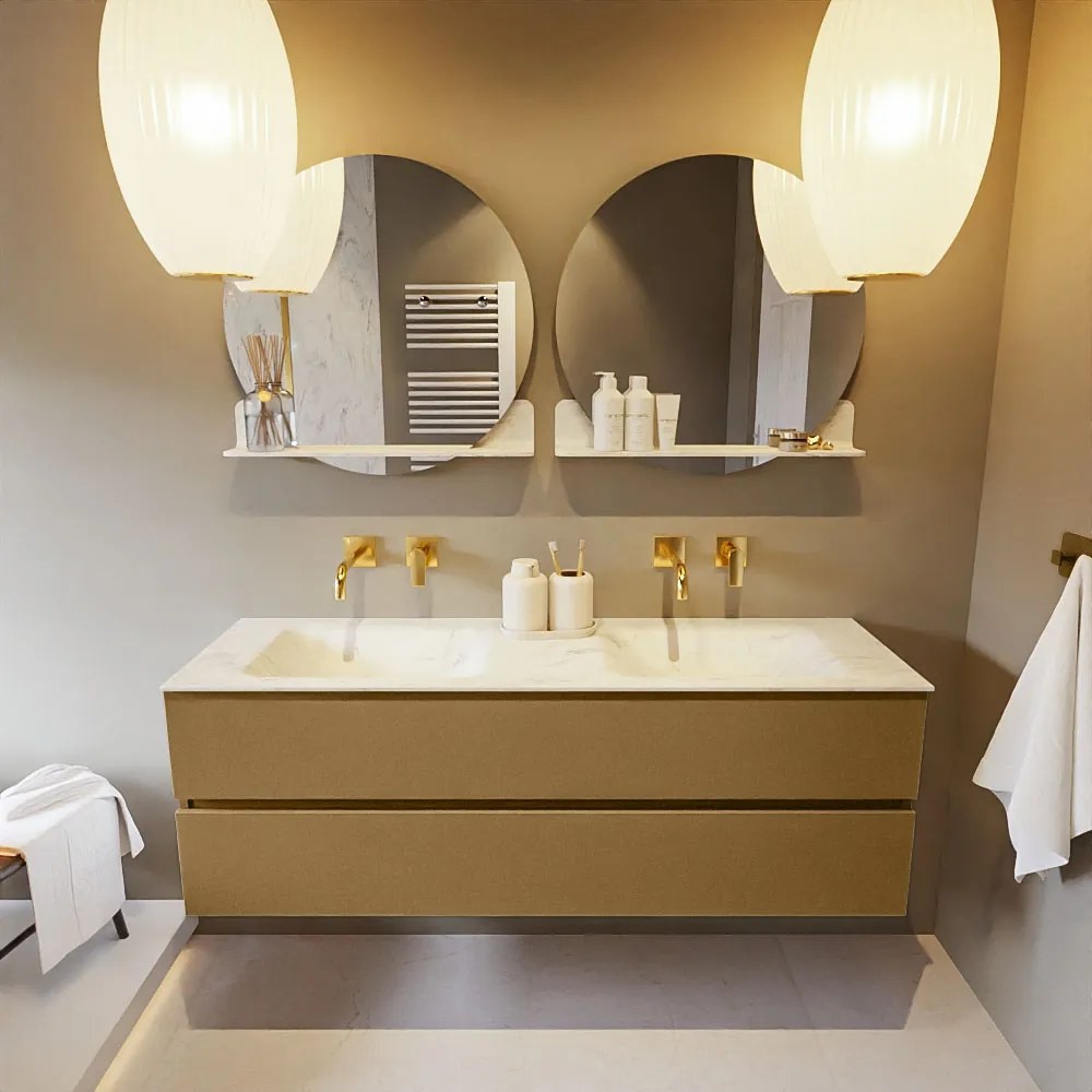 Mondiaz Vica DLux badmeubel 150cm oro 2 lades met wastafel opalo dubbel zonder kraangat