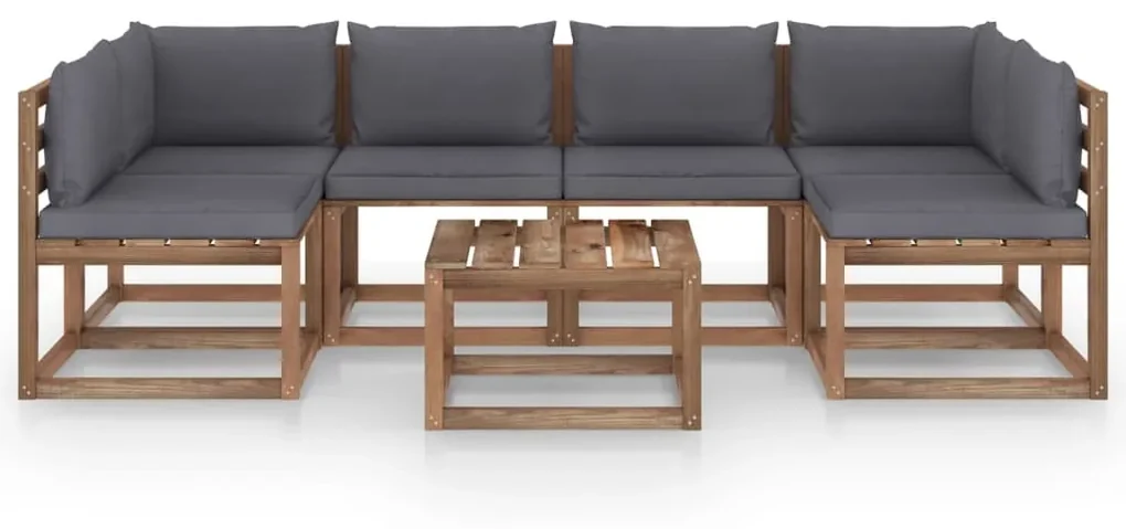 vidaXL 7-delige Loungeset pallet met kussens geïmpregneerd grenenhout